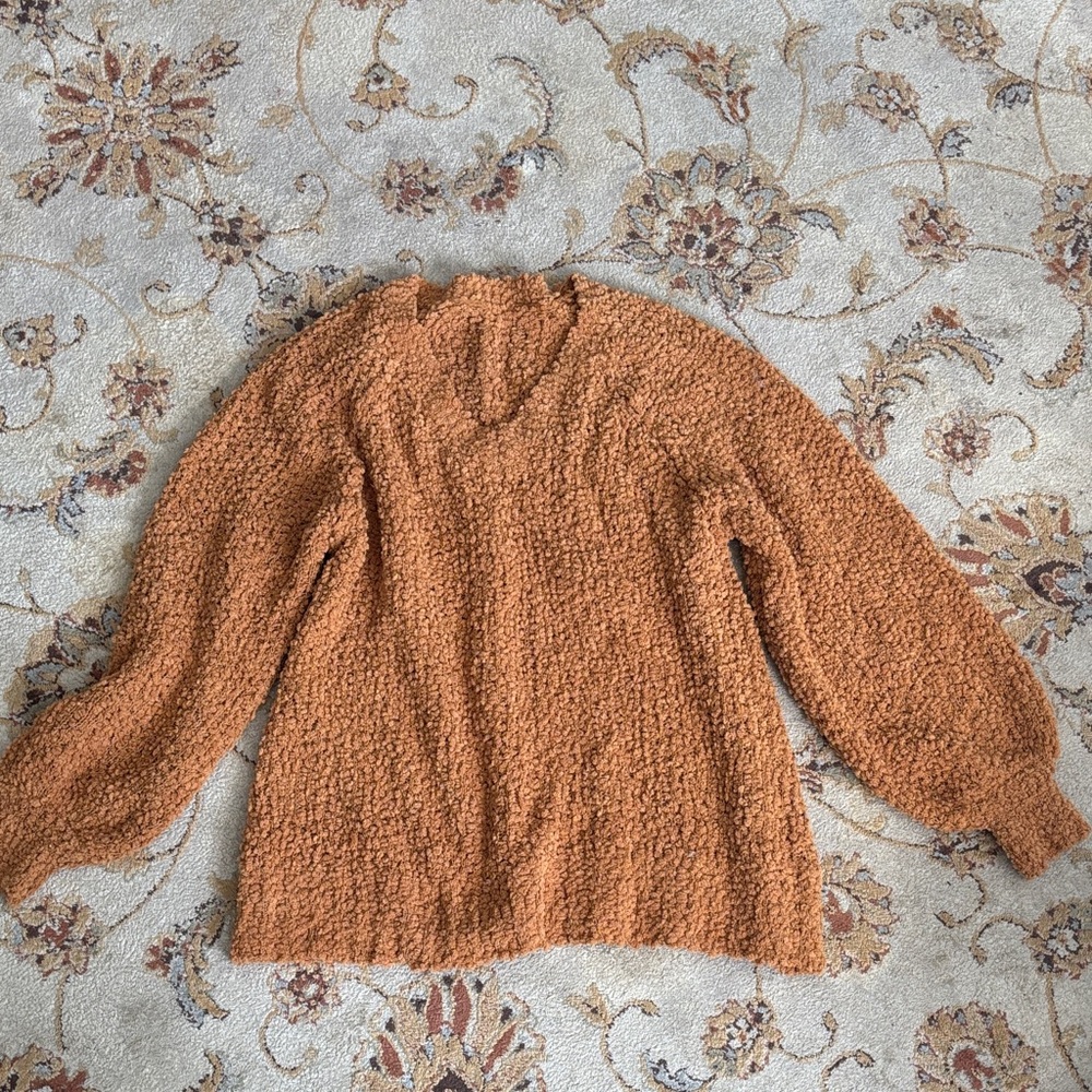 fuzzy balloon sleeve sweater